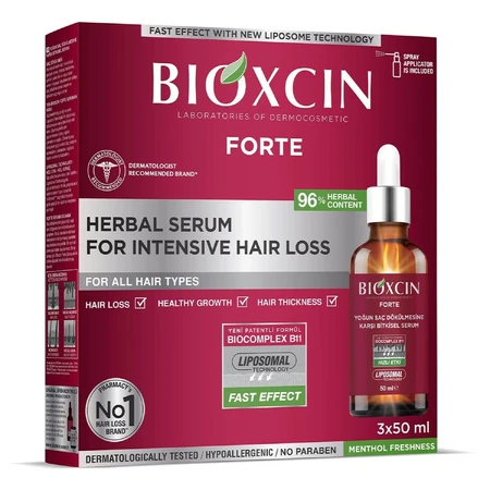 Bioxcin Forte, serum against intensive hair loss, 3 x 50 ml