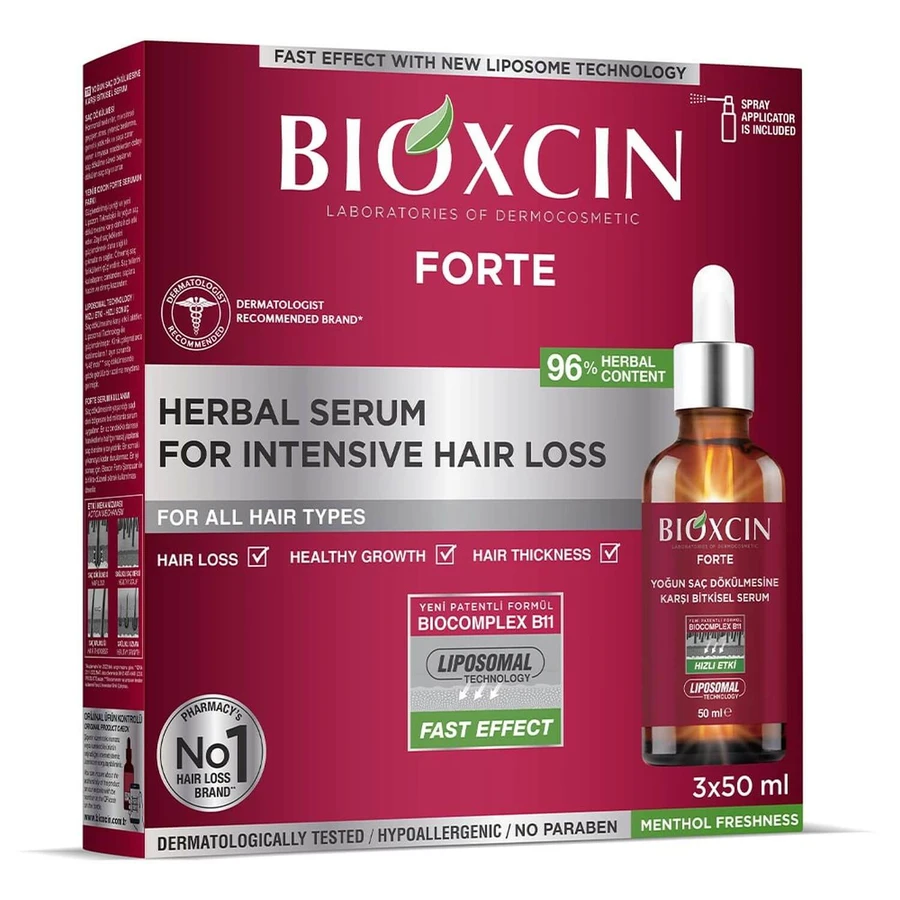 Bioxcin Forte, serum against intensive hair loss, 3 x 50 ml