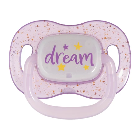 Canpol Babies, pacifier, 6-18 months, silicone, symmetrical, Night Glow, purple and blue, 2 pieces