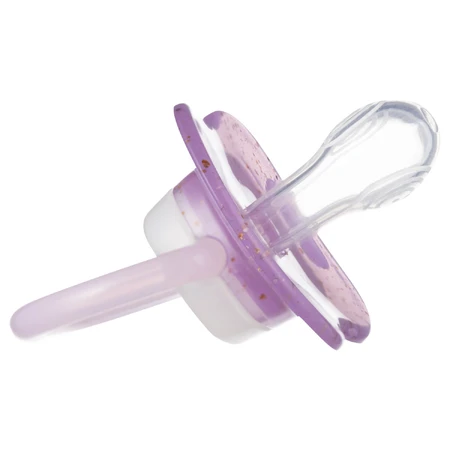Canpol Babies, pacifier, 6-18 months, silicone, symmetrical, Night Glow, purple and blue, 2 pieces