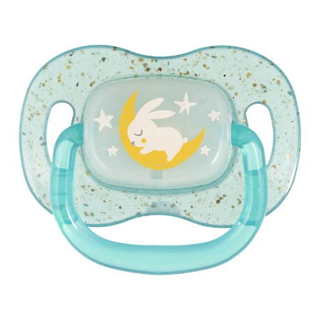 Canpol Babies, pacifier, 6-18 months, silicone, symmetrical, Night Glow, purple and blue, 2 pieces