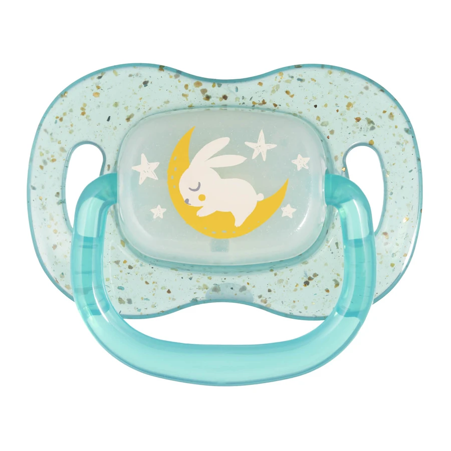 Canpol Babies, pacifier, 6-18 months, silicone, symmetrical, Night Glow, purple and blue, 2 pieces