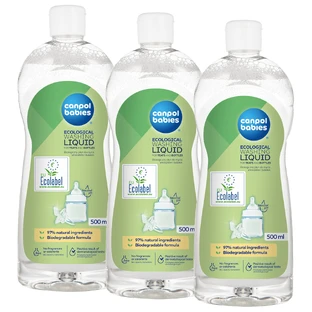 Canpol Babies Set, Reinigungsflüssigkeit für Flaschen und Sauger, hypoallergen, 3 x 500 ml