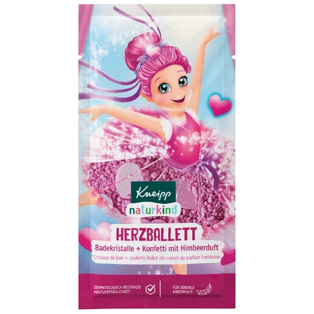 Kneipp Naturkind Ballett der Herzen, Badesalz + Konfetti, Himbeeren, 40 g