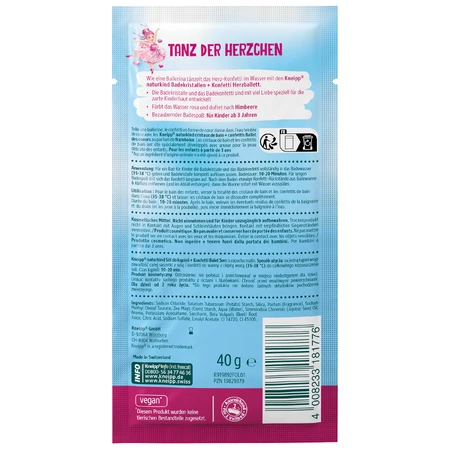 Kneipp Naturkind Ballett der Herzen, Badesalz + Konfetti, Himbeeren, 40 g