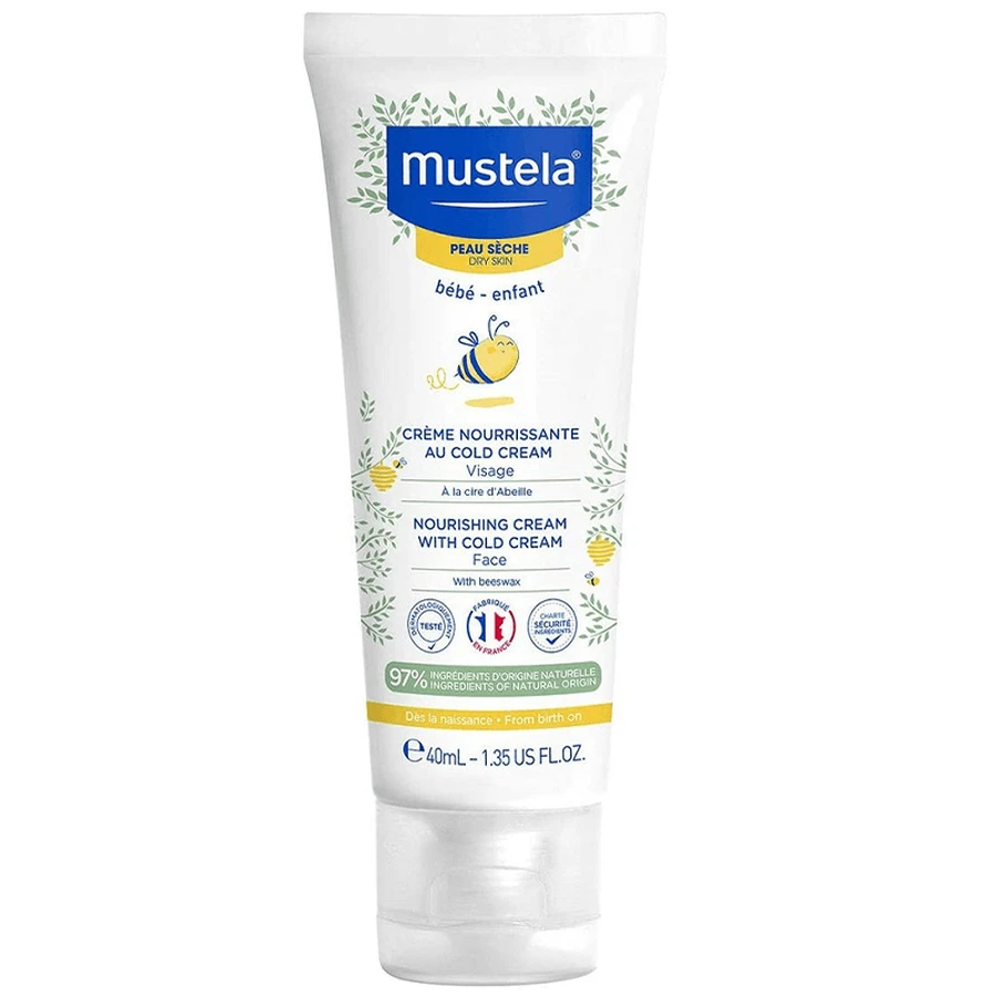 Mustela, crema facial nutritiva, al Cold Cream y cera de abejas bio, desde el nacimiento, piel seca, 40 ml