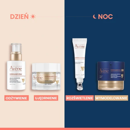 Zestaw Avene, Les Essentiels, odżywczy krem rewitalizujący o bogatej konsystencji, 50 ml + Dermabsolu, krem wypełniający kontur oka, 15 ml: ceny i cechy