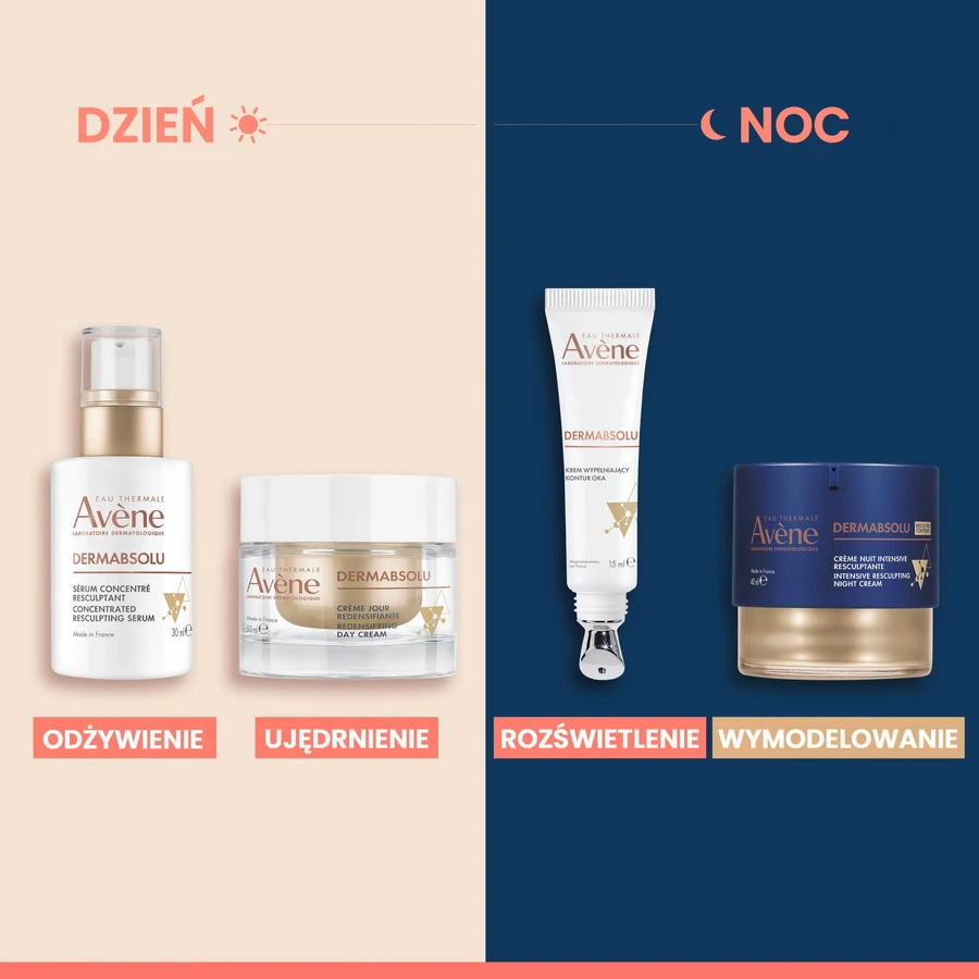 Zestaw Avene, Les Essentiels, odżywczy krem rewitalizujący o bogatej konsystencji, 50 ml + Dermabsolu, krem wypełniający kontur oka, 15 ml: ceny i cechy