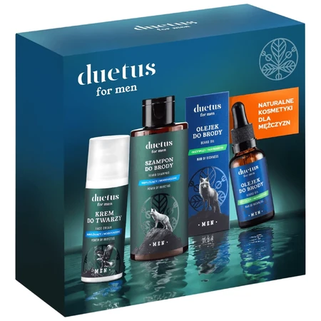 Duetus For Men Face and Beard Set, Bartshampoo, 145ml + Gesichtscreme, 50ml + Bartöl, 30ml
