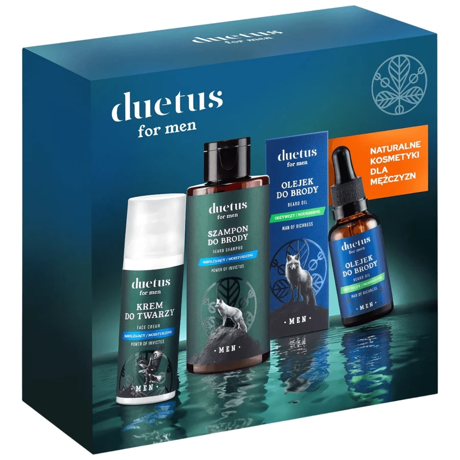 Duetus For Men Face and Beard Set, Bartshampoo, 145ml + Gesichtscreme, 50ml + Bartöl, 30ml