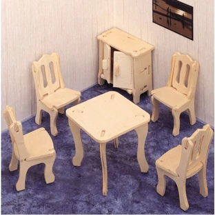 3D houten vouwmeubilair eetkamerraadsel