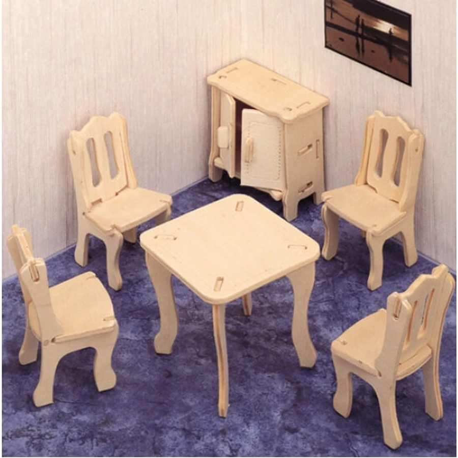 3D houten vouwmeubilair eetkamerraadsel