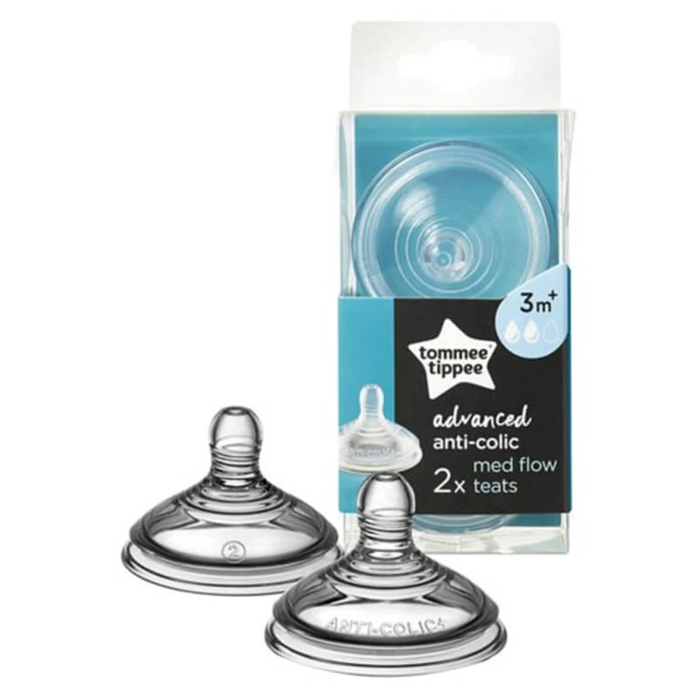 Tetina de silicona anticólicos, flujo medio, +3 meses, 2 piezas, Tommee Tippee