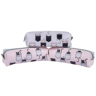 Single compartment school pencil case cats
