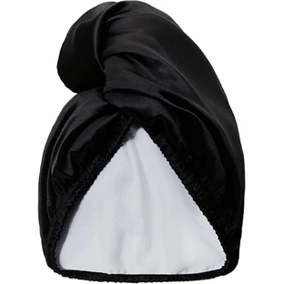 Glov Satin Towel Wrap Doble cara de satén turbante para el pelo Negro