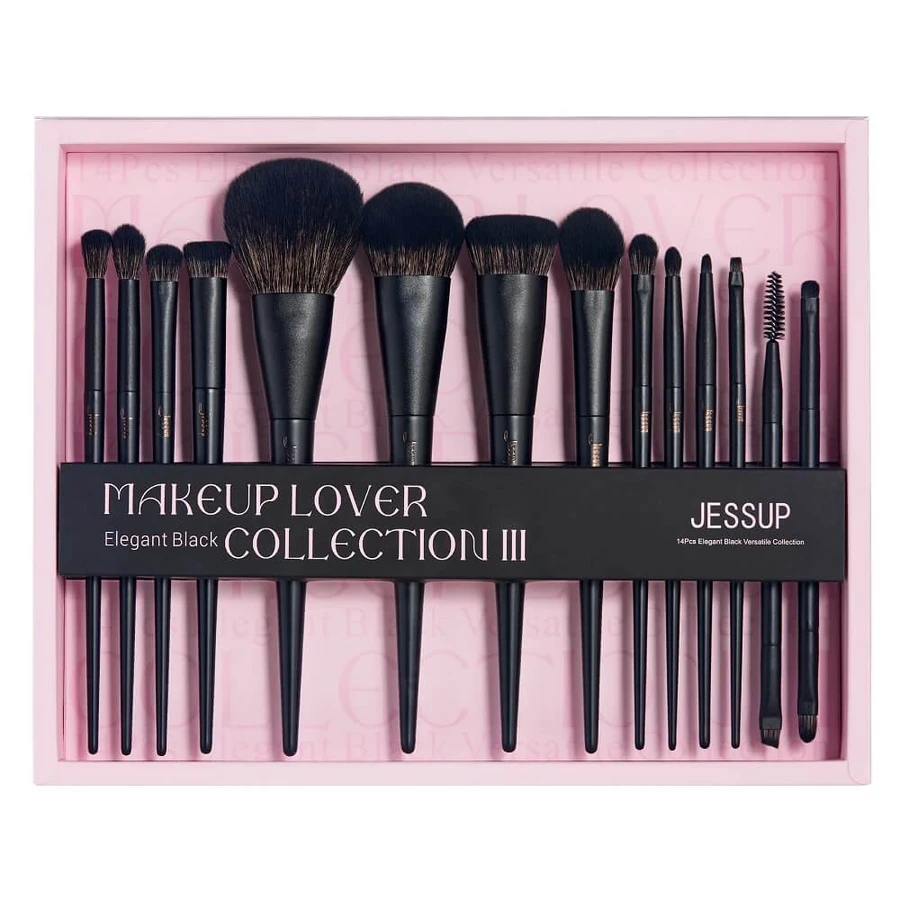 Jessup Negro Mate Versátil Colección de Brochas Set de Brochas de Maquillaje T336, 14 piezas