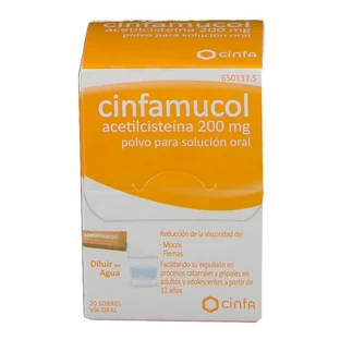 CINFAMUCOL ACETYLCYSTEÏNE 200 MG 20 ZAKJES