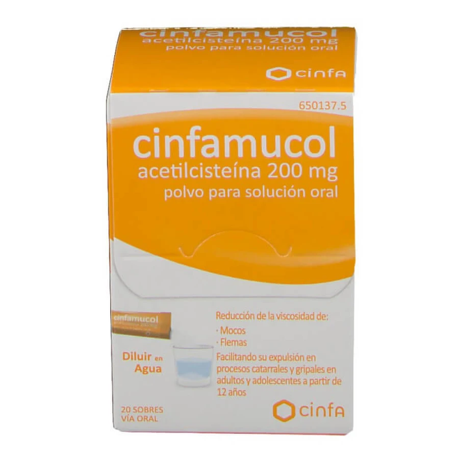 CINFAMUCOL ACETYLCYSTEÏNE 200 MG 20 ZAKJES