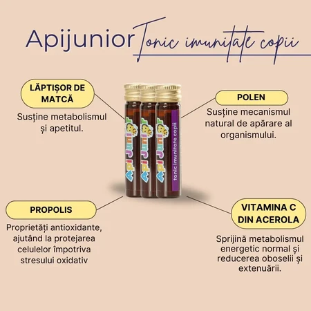 Apijunior Immunity Tonic for children, 20 ampoules, Albina Carpatina
