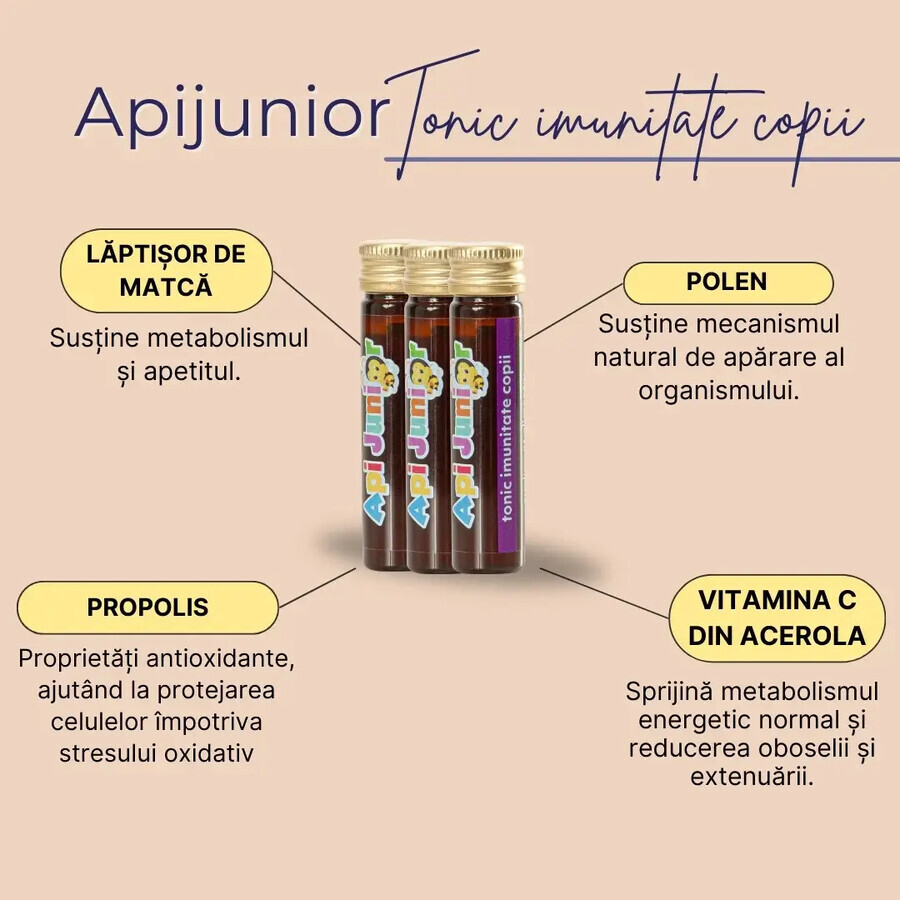 Apijunior Immunity Tonic for children, 20 ampoules, Albina Carpatina