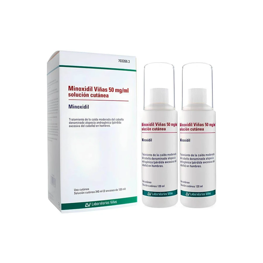 MINOXIDIL VINEYARDS 50 MG/ML SKIN SOLUTION 2 BOTTLES 120 ML