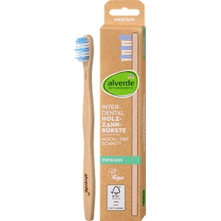 alverde NATURKOSMETIK Cepillo dental interdental, madera, mediano, 1 ud.