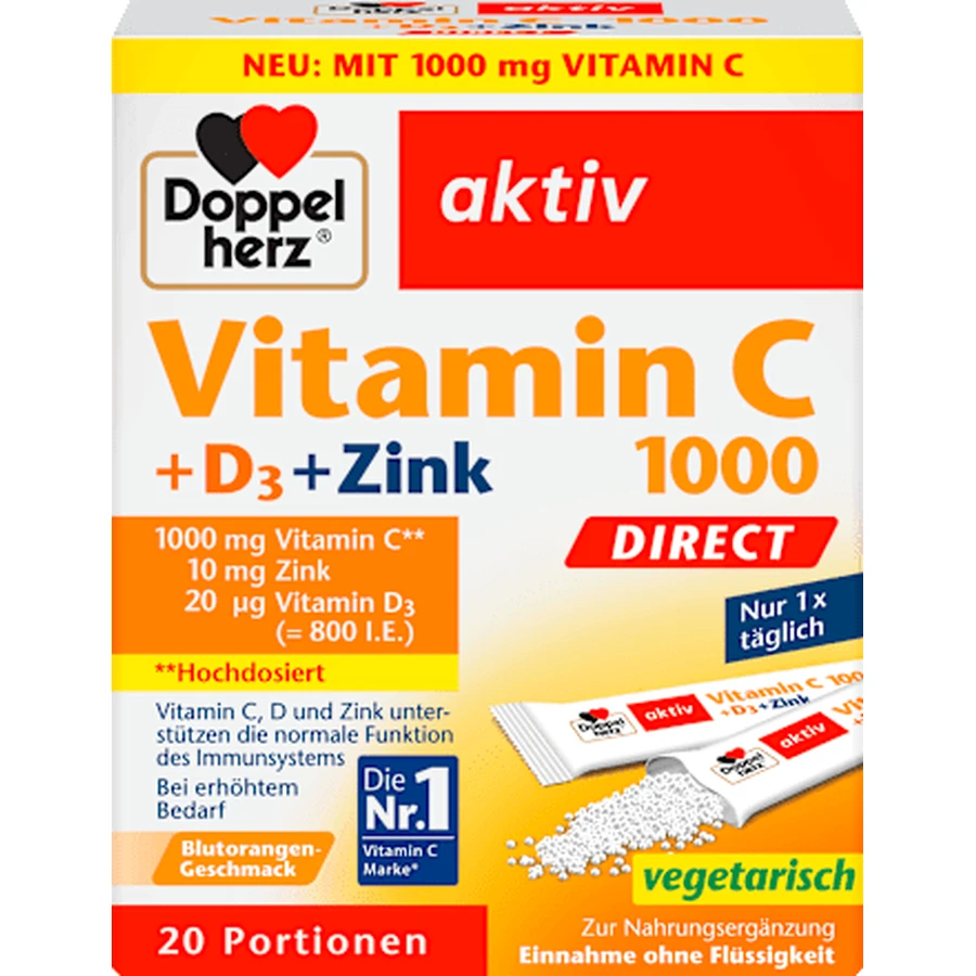 Doppelherz Aktiv Vitamin C 1000 + D3 + Zinc DIRECT, 20 pcs