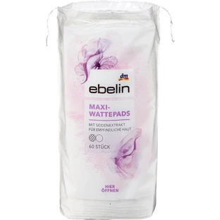 ebelin maxi discos desmaquillantes con seda, 60 unid.