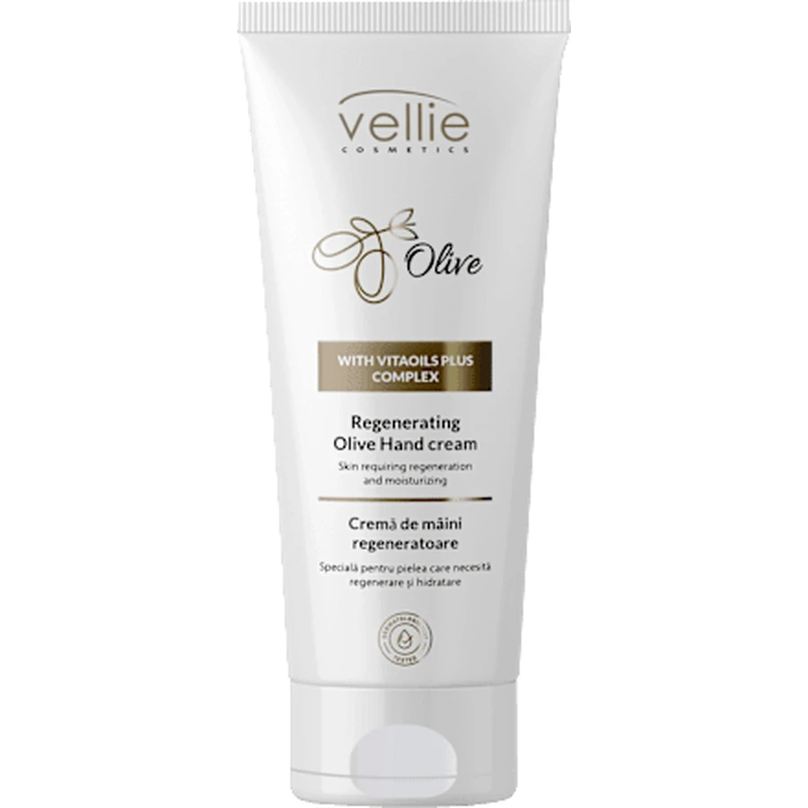 Vellie Crème régénératrice pour les mains à l'extrait d'olive, 100 ml