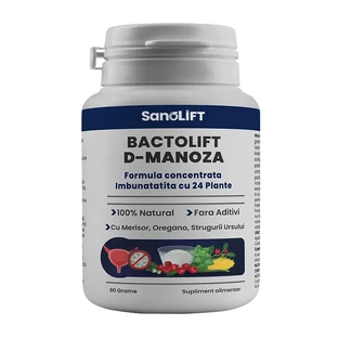 BactoLift D-Manosa: 2000 MG D-Manosa - Acción Fuerte - Fórmula Enriquecida con 24 Hierbas - 90 gramos