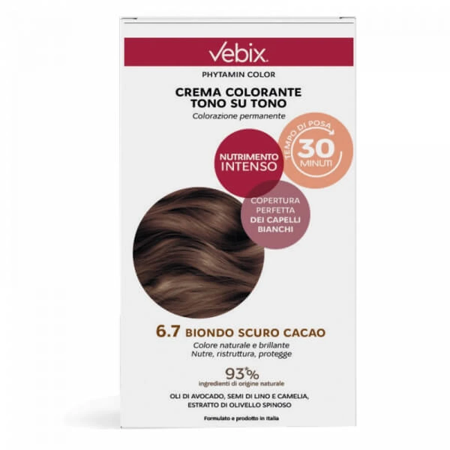 VEBIX CREMA COLORANTE CAPELLI TONO SU TONO 6,7 BIONDO SCURO CACAO