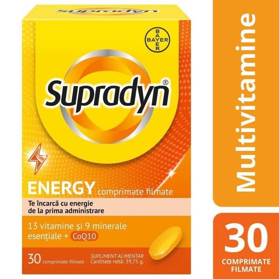 Supradyn Energy, Multivitamins and Coenzyme Q10, 2x30 film-coated tablets, Bayer