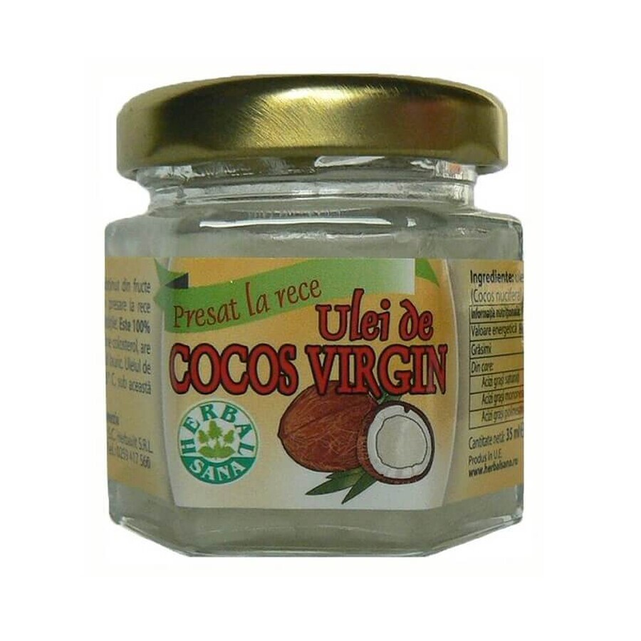 Boutique Huile de noix de coco pressée à froid, 35 ml, Herbal Sana Huile de noix de coco pressée à froid, 35 ml, Herbal Sana