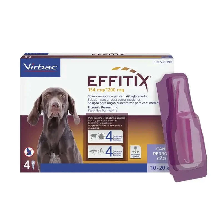 Effitix M Antiparasitic Medium chiens 10-20 kg, 4 pipettes