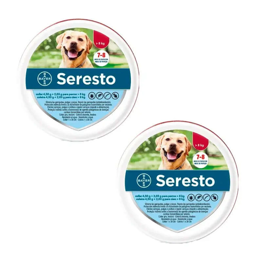Collar Seresto +8Kg Grande Pack 2 unidades