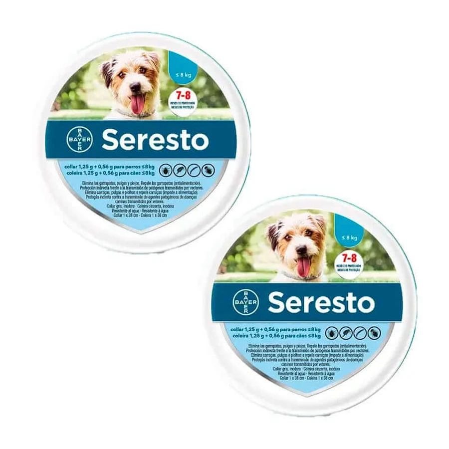 Collar Seresto -8Kg Pequeño Pack 2 unidades