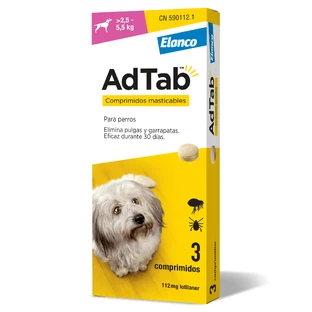 AdTab 112Mg kauwtabletten honden 2,5-5,5Kg, 3Cpd