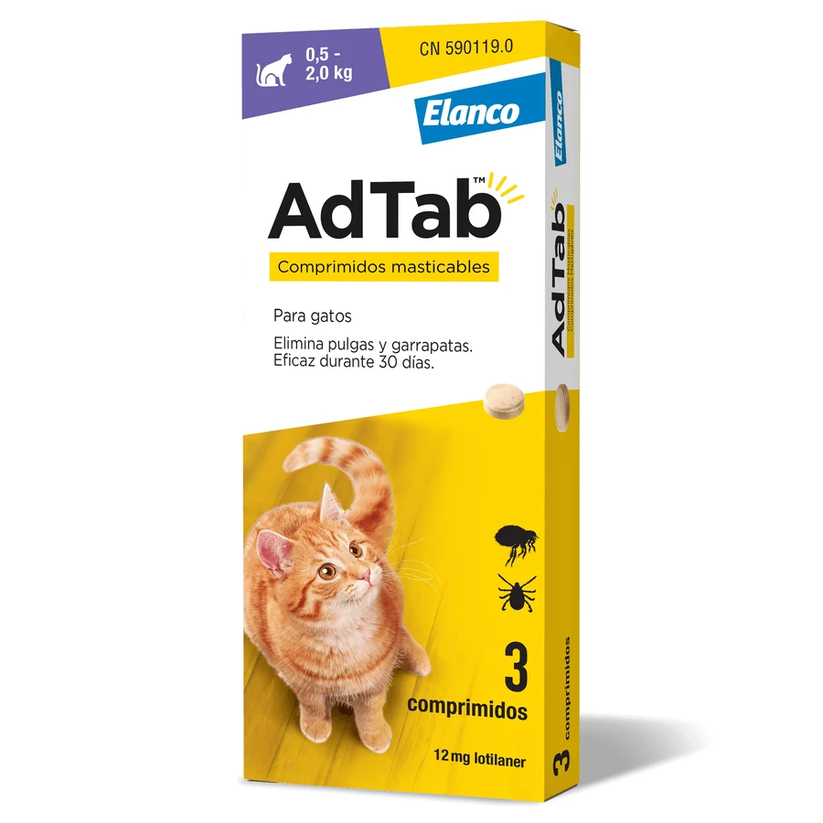 AdTab 12Mg Kautabletten Katzen 0,5-2Kg, 3Cpd