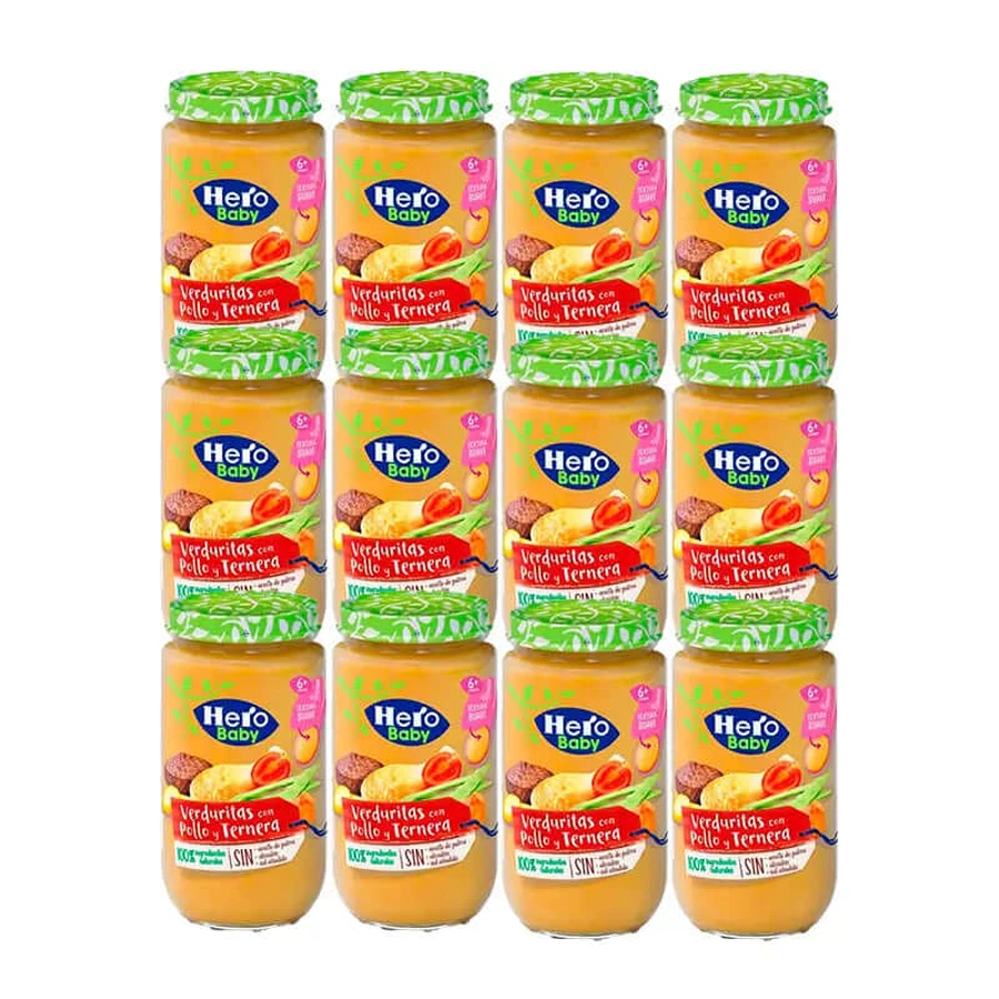 Hero Baby Pack Vegetable Vegetable, Chicken and Beef Tartar, 12 X 235 Gr