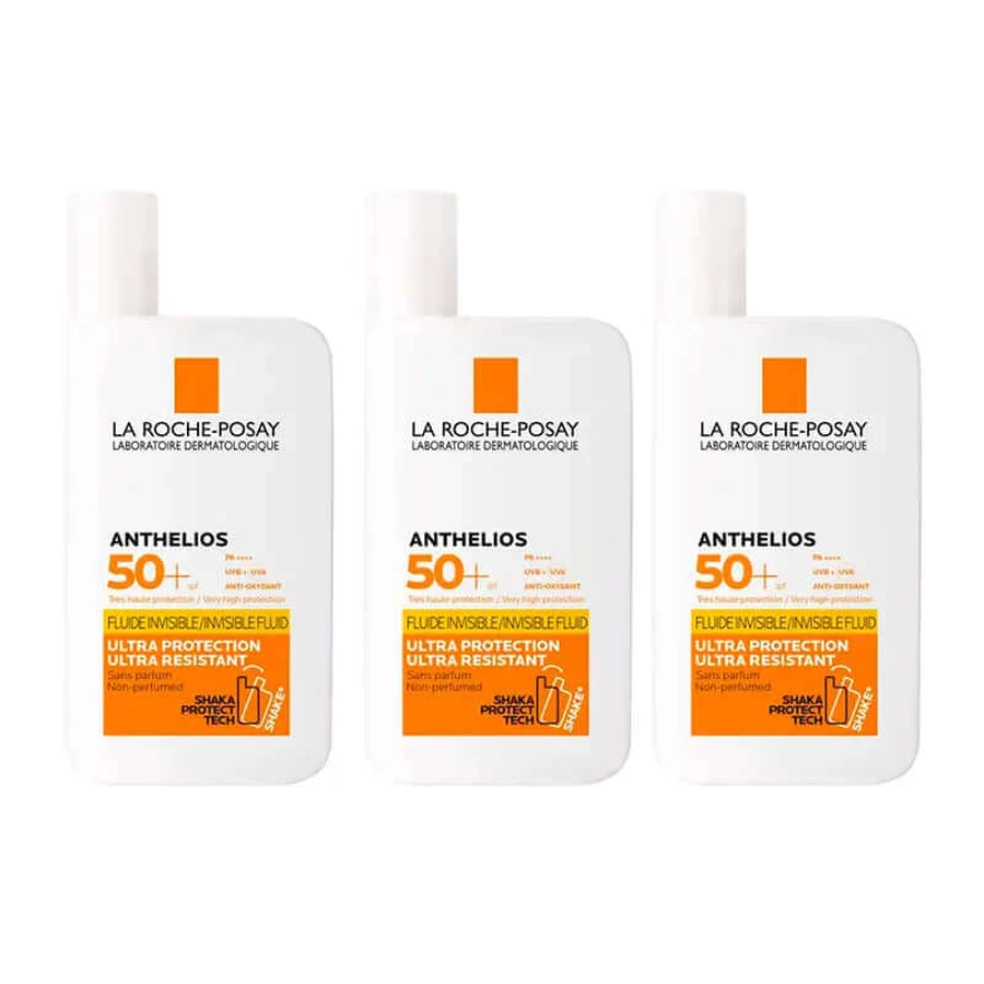 La Roche Posay Triple Anthelios Triple Anthelios Uv-Mune 400 Fluido Invisible Spf50+, 3 X 50 Ml