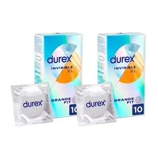 Durex Invisible Xl Ultra Thin, 10 condoms size Xl, pack of 2