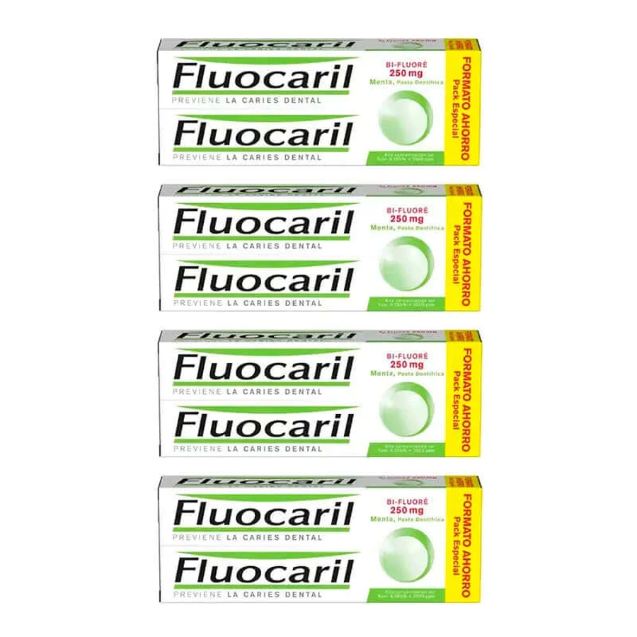 Fluocaril Bi-Fluore, verpakking 4 x 2x125 ml