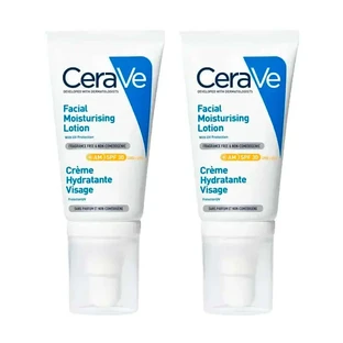 CeraVe Loción Facial Hidratante SPF30, envase 2 x 52 ml