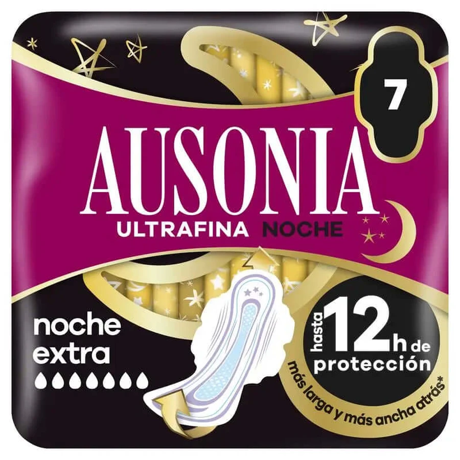 Ausonia Ultrafijne Nacht Menstruatie Extra Maandverband met vleugels, 7 stuks