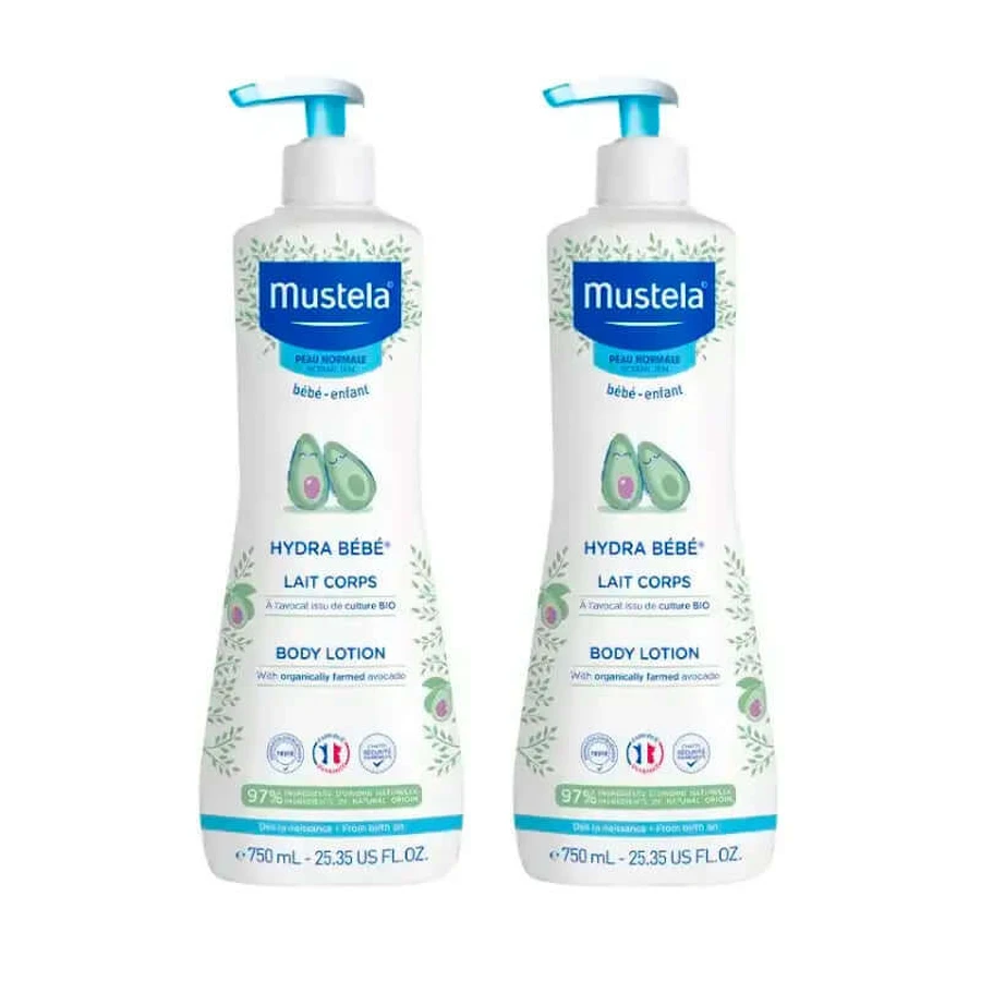 Mustela Hydra Baby Organic Avocado Body Milk, pack 2 x 750 ml