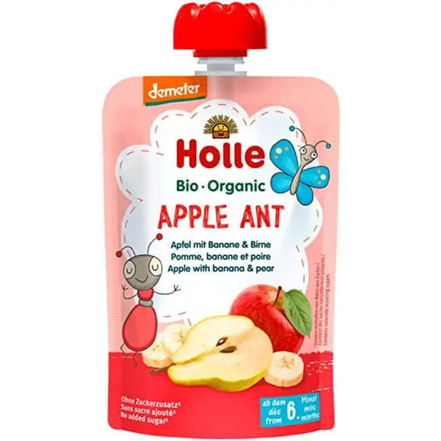 Pouche Holle mit Äpfeln, Bananen und Birnen
