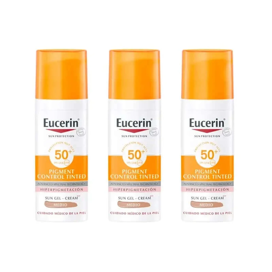 Eucerin ZonnePigment Controle Getinte Spf50+ middentint, 3X50Ml