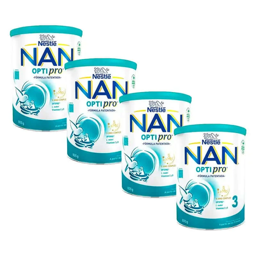 Nestlé Nan Optipro 3 Leche de crecimiento, 4X800g