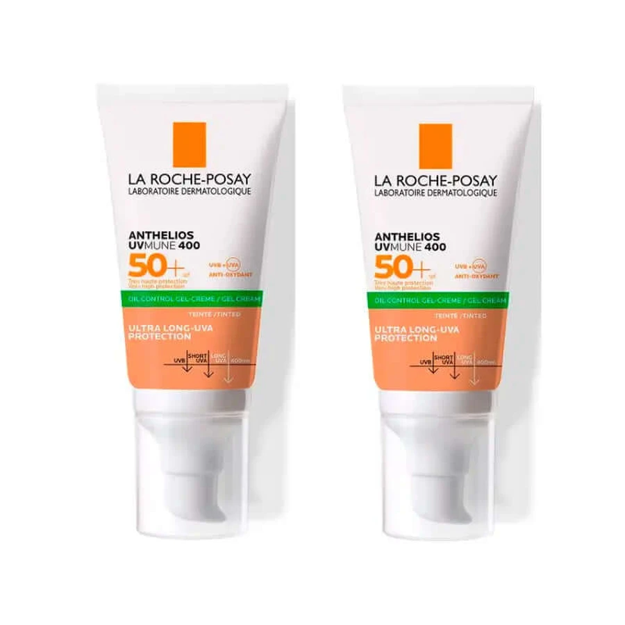 La Roche Posay Duplo Anthelios Uvmune 400 Olie Controle Gel-Crème Spf50+ Kleur, 2 X 50 Ml