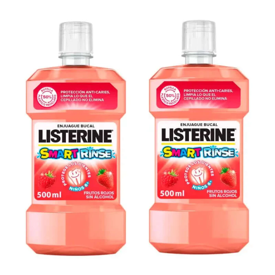 Listerine Duplo Alcohol-free mouthwash for children, caries protection with fluoride, 2 x 500 ml
